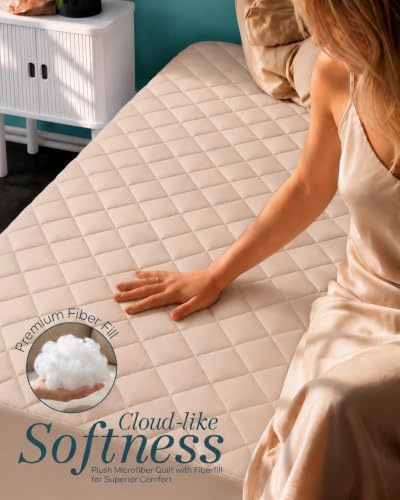 Full Mattress Pad, Quilted Mattress Protector Topper fits 16" Deep Pocket - Image 4