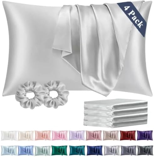 Vielit King Satin Pillowcase for Hair 4 Pack, Similar to Silk Pillow Cases by Vielit