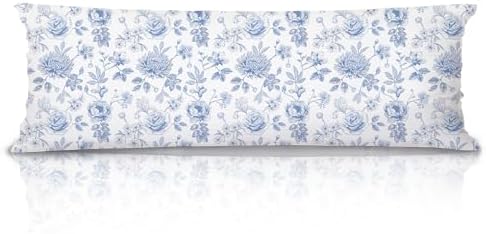 Blue Ribbon Bow 20x54 Body Pillow Cover, Preppy Coquette Room Dorm Decor by Unknown