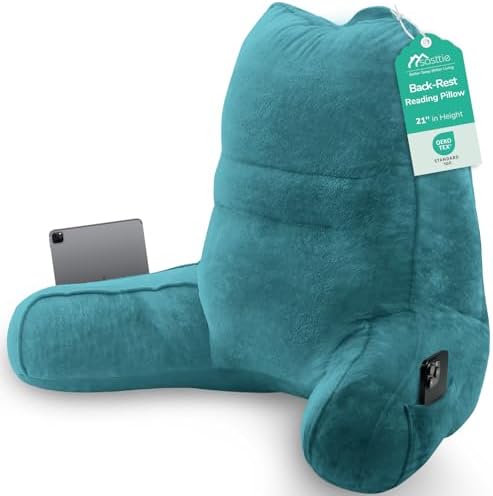 Sasttie Reading Pillow for Bed, Back Pillow for Sitting Up, Teal Blue by SASTTIE