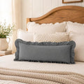 JoraLion Ruffled Lumbar Pillow Cover 14x36 Solid Gray by JoraLion