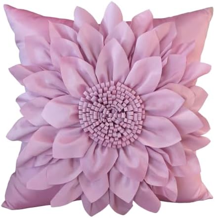 Purple Accent 3D Flower Decorative Throw Pillow Covers by BellasGifts