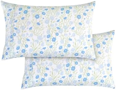 Elegant Comfort 6-Piece Sheet Set Deep Pocket Floral, Cal King, Laurel Blue - Image 6