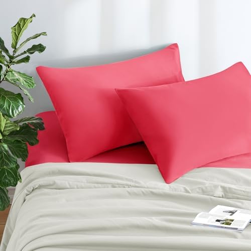 MILVOWOC Brushed Microfiber King Pillowcases, Hot Pink, 20 x 36 Inch - Image 3