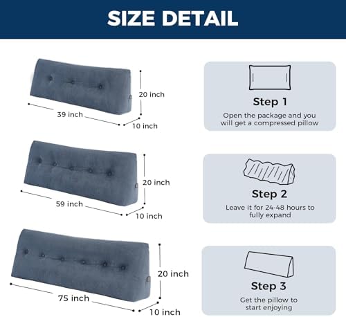 IASEAHK Headboard Pillow King, Wedge Pillow Headboard - Image 2