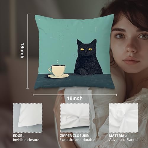 Black Cat Pillow Covers 18x18，Cat Lovers Mom Grandma Gifts - Image 6