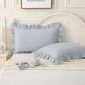 Silnuo Light Blue Plaid Gingham Ruffle Pillow Shams King Size Set of 2 by Silnuo