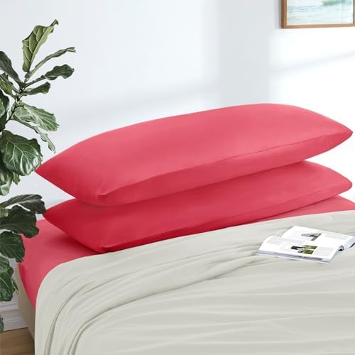 MILVOWOC Brushed Microfiber Body Pillowcases, Hot Pink, 20x48 Inch - Image 3