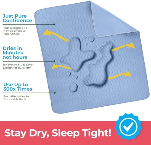6 Pack Waterproof Reusable Heavy Absorbency Incontinence Bed Pads 34"x36" - Image 3