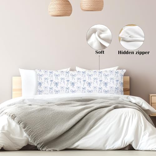 Blue Ribbon Bow 20x54 Body Pillow Cover, Preppy Coquette Room Dorm Decor - Image 5
