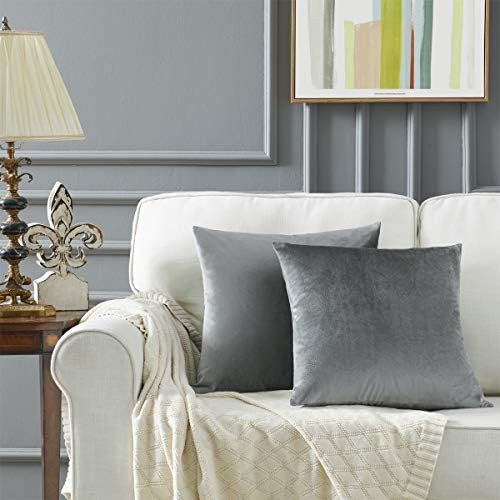 GIGIZAZA Decorative Throw Pillow Covers 20 x 20, Deep Grey Sofa Pillow Covers - Image 2