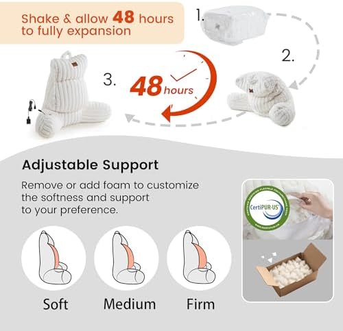 Amélie Home Heated Faux Fur Reading Pillow 3 Temperature Backrest - Image 3