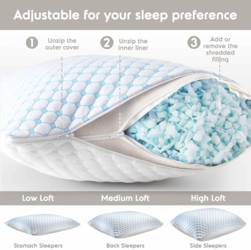 Nestl King Size Cooling Pillow for Sleeping 1 Pack, Luxury Shredded Memory Foam - Image 2