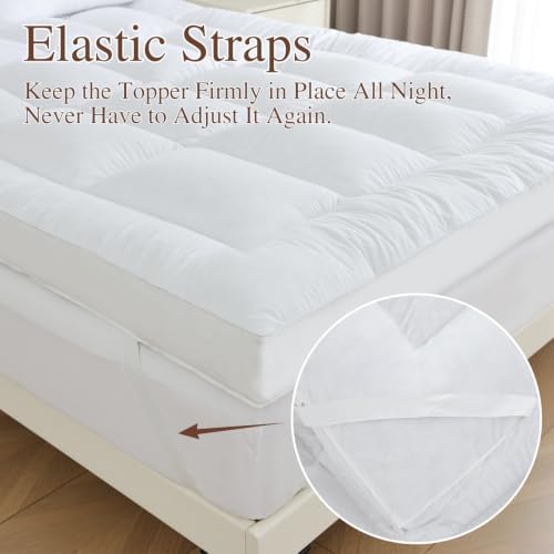 WhatsBedding 3 in Goose Feather Bed Mattress Topper, 100% Cotton Fabric - Image 6