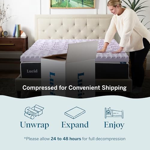 LUCID Lavender Infused 3 Inch Memory Foam Mattress Topper - Image 4
