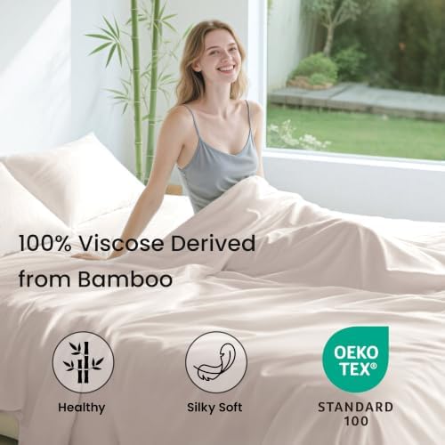 Love's cabin 4 Piece King Size Sheet Set, 100% Rayon Derived from Bamboo - Image 2