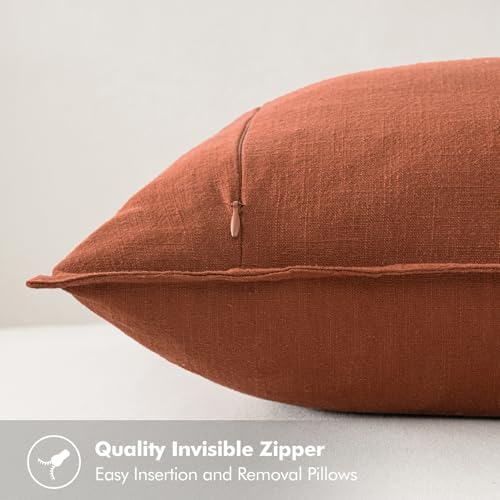 MIULEE Decorative Linen Pillow Covers 18x18 Inch Rust - Image 3