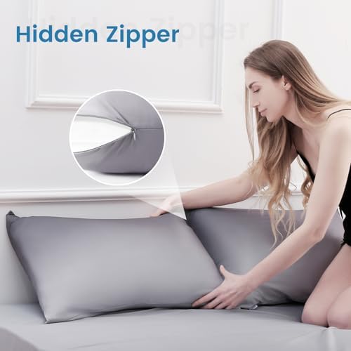 LUXEAR 2 Pack Cooling Pillow Cases, Gradient Gray - Image 5