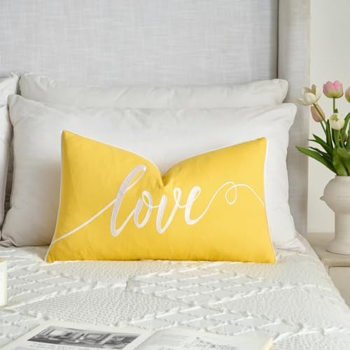 Sanmetex Decorative Love Soft Lumbar Pillow Cover 12x20 Inch Yellow - Image 4