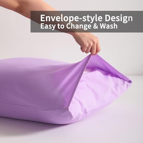Standard Pillow Cases, 2 Pack, 20x26 in, Microfiber, Light Purple - Image 4