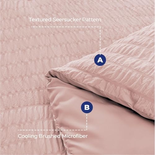 HYMOKEGE Rose Gold California King Comforter Set Seersucker 7 Pieces, All - Image 4