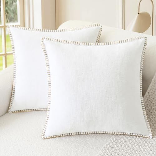 CaliTime Decorative Couch Throw Pillow Covers 16 X 16 Inches True White by CaliTime