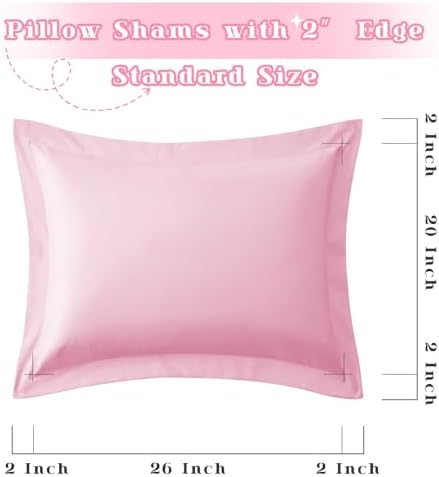 Homiest Light Pink Pillow Shams Standard Size Set of 2, 2-Inch Flange - Image 5
