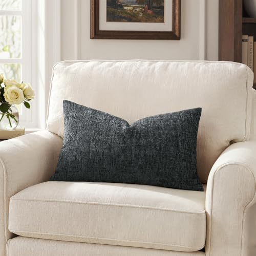 MIULEE Couch Pillow Covers Textured Chenille Home Decor 12x20 Dark Grey - Image 7