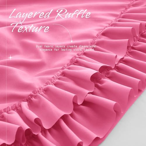 Vonty Hot Pink Ruffled Pillow Cases Set of 2, Queen Size, 20x30 Inch - Image 4