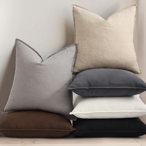 decorUhome Fall Brown Linen Throw Pillow Covers 16x16 Set of 2 - Image 5