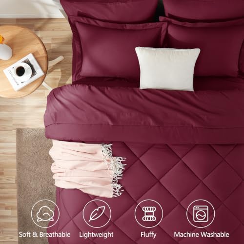 CozyLux King Comforter Set 102"x90" Burgundy - Image 2