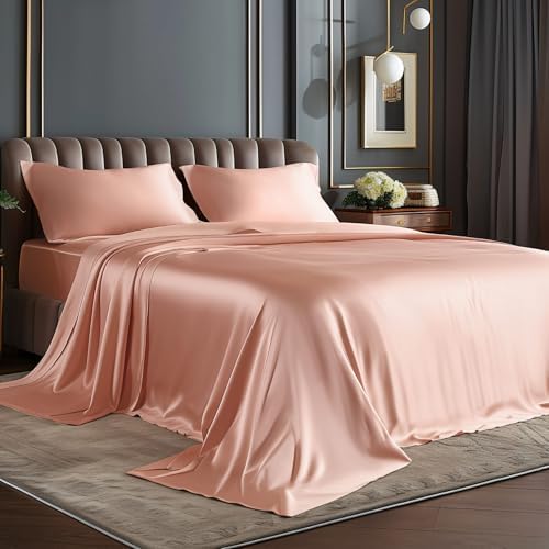 BEDELITE Satin Sheets Twin XL Size Bed Set, Coral Pink, 3 Pieces by BEDELITE