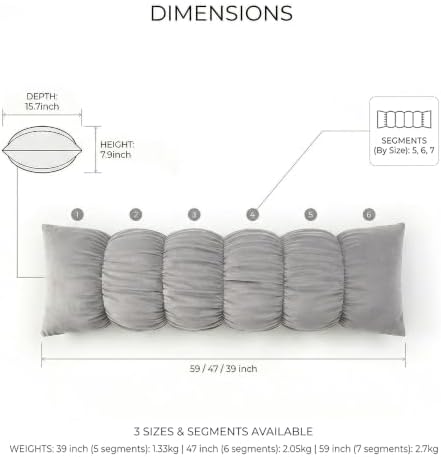 Pat. Pend. Long Body Pillow for Side Sleepers, 39 Inch, Zinc Gray - Image 5