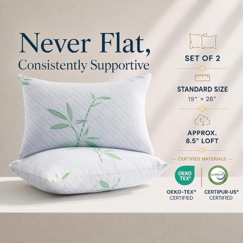 Cooling Hybrid Bed Pillows for Sleeping Standard/Full Size Set of 2 - Image 6