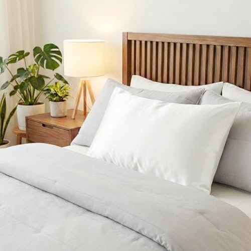 2 Pack Satin Pillowcases White Standard Size 20x26 Inch - Image 4