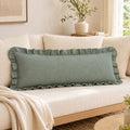 JoraLion Ruffled Body Pillow Cover 20x54 Solid Green by JoraLion