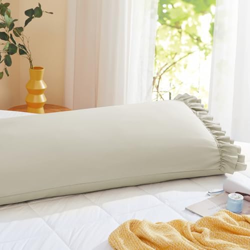 Vonty Taupe Ruffled Pillow Cases Set of 2, Standard Size, 20x26 Inch - Image 7