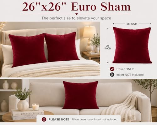 EVOLIVE Micromink Euro Sham Cover 26"x26", Hidden Zipper, 1 Pack - Image 2