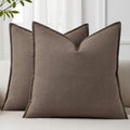 decorUhome Fall Brown Linen Throw Pillow Covers 16x16 Set of 2 by decorUhome