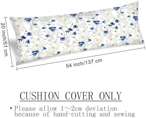 Florals Body Pillow Cover 20x54, Flower Blooms Wildflowers Poppy and Daisy - Image 4