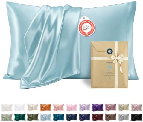 Bedsure Satin Pillowcases King Set of 2, Similar to Silk Pillow Cases Aqua by BEDSURE