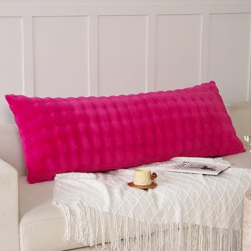 Fluffy Faux Fur Body Pillowcase, Luxury Bubble Waffle Carved Plush Long Size - Image 3