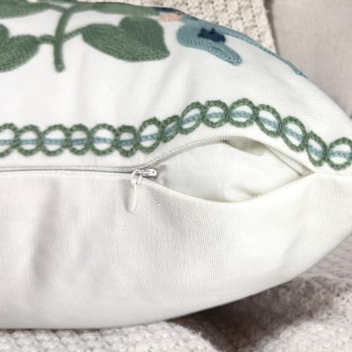 Alysheer Floral Embroidered Throw Pillow Cover 20"x 20" Set of 2 Blue Green - Image 6