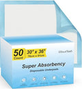 50 Count 30” x 36” Super Absorbency Disposable Underpads by Wowflash