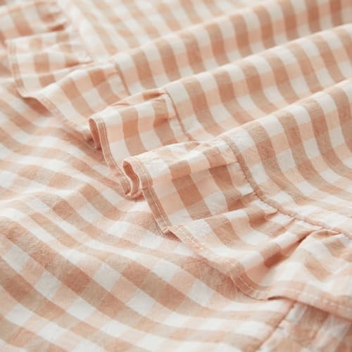 KKJIAF 2 Pcs Ruffle Gingham Pillow Covers 20" x 20", Light Pink Plaid - Image 6