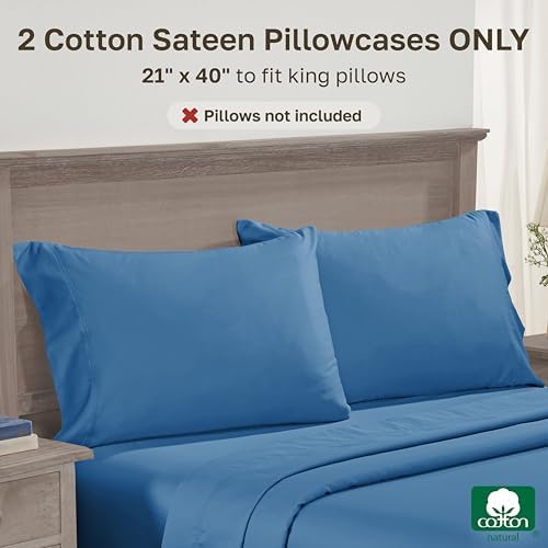 California Design Den 600 TC Set of 2 King Pillowcases, Parisian Blue - Image 3