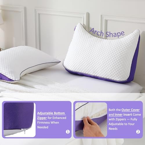 HOMELAB Cooling Adjustable Crescent Memory Foam Pillow, Queen 29x19, 1 Pack - Image 5