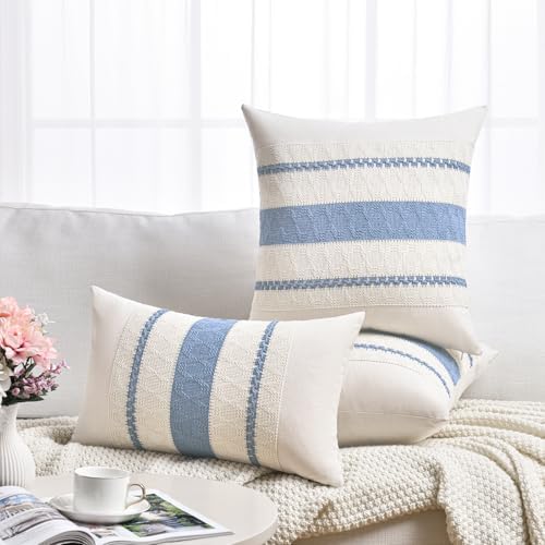 Fancy Homi Set of 2 Boho Light Blue Long Lumbar Decorative Throw Pillow Cover - Image 6