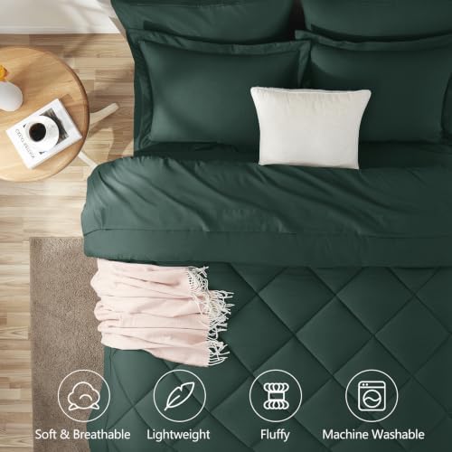 CozyLux King Comforter Set 102"x90" Forest Green - Image 2