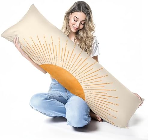 Boho Orange Sun Sunshine 20x54 Body Pillow Cover Case, Mid Century Modern Boho - Image 6